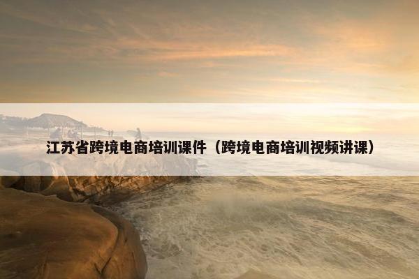 江苏省跨境电商培训课件（跨境电商培训视频讲课）