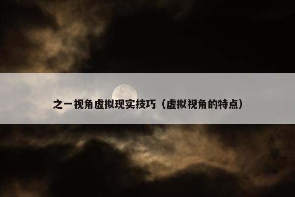 之一视角虚拟现实技巧（虚拟视角的特点）