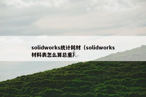 solidworks统计耗材（solidworks材料表怎么算总重）