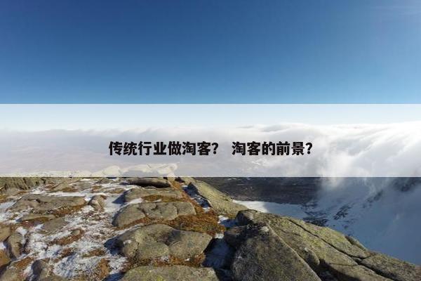 传统行业做淘客？ 淘客的前景？