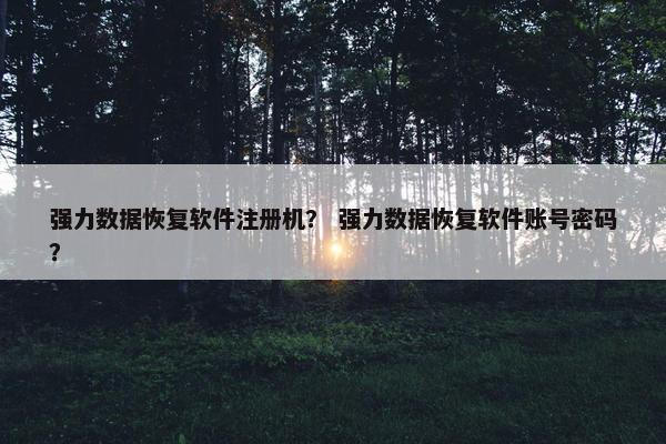 强力数据恢复软件注册机？ 强力数据恢复软件账号密码？