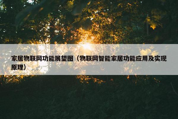 家居物联网功能展望图（物联网智能家居功能应用及实现原理）