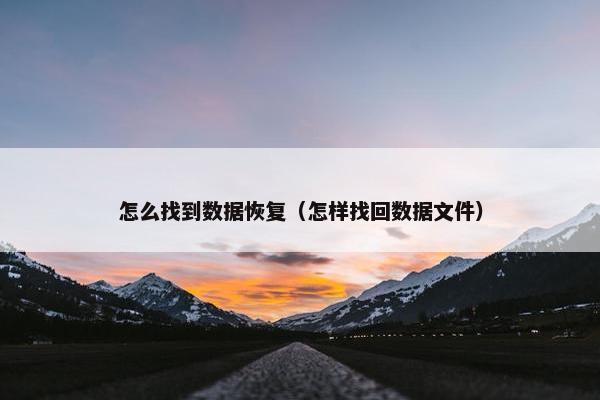 怎么找到数据恢复（怎样找回数据文件）