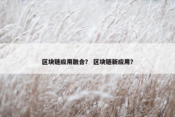 区块链应用融合？ 区块链新应用？