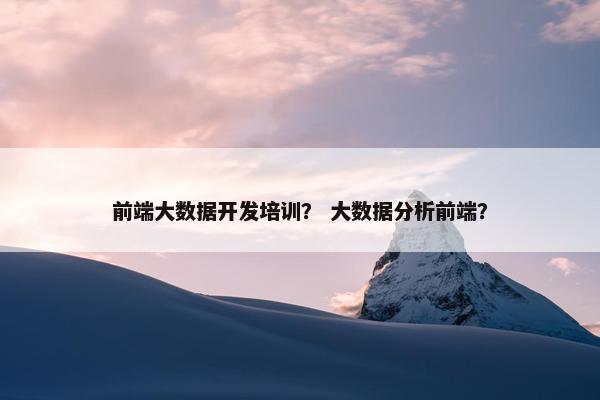 前端大数据开发培训？ 大数据分析前端？