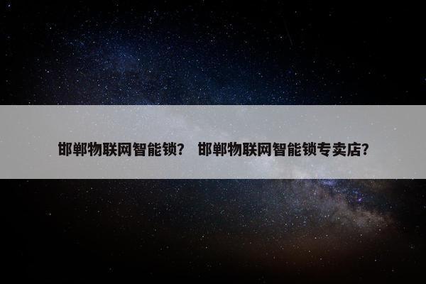 邯郸物联网智能锁？ 邯郸物联网智能锁专卖店？
