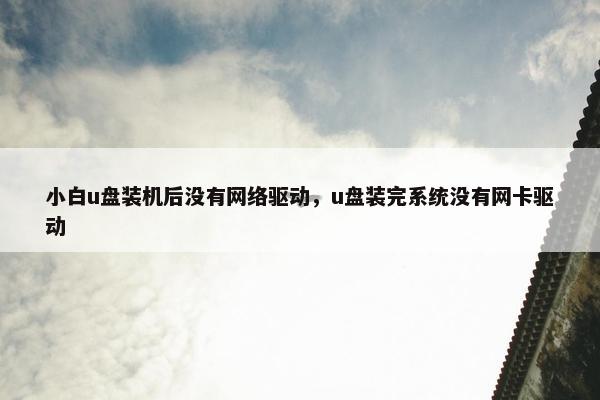 小白u盘装机后没有网络驱动，u盘装完系统没有网卡驱动