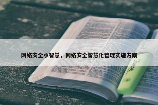 网络安全小智慧，网络安全智慧化管理实施方案