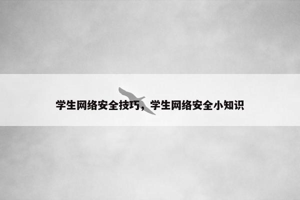 学生网络安全技巧，学生网络安全小知识