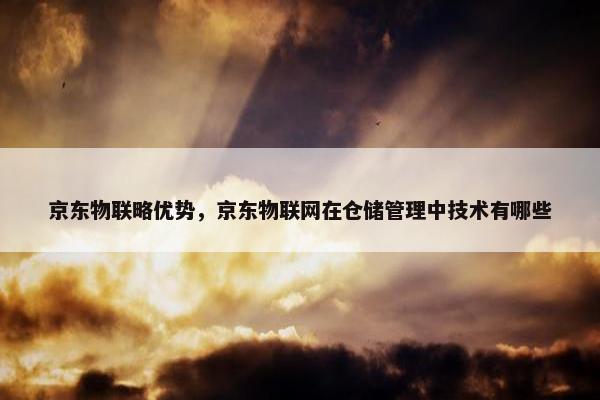 京东物联略优势，京东物联网在仓储管理中技术有哪些