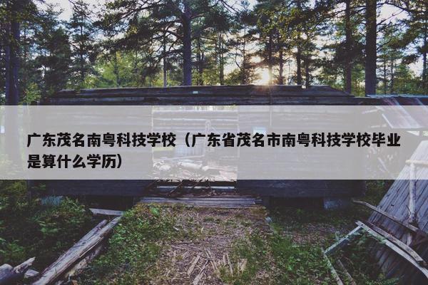 广东茂名南粤科技学校（广东省茂名市南粤科技学校毕业是算什么学历）