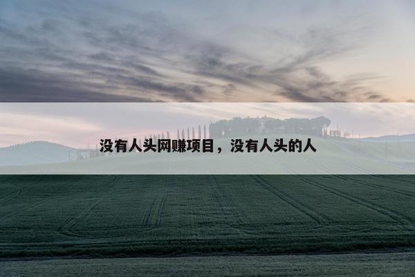 没有人头网赚项目，没有人头的人
