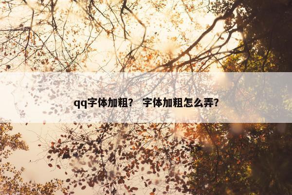 qq字体加粗？ 字体加粗怎么弄？