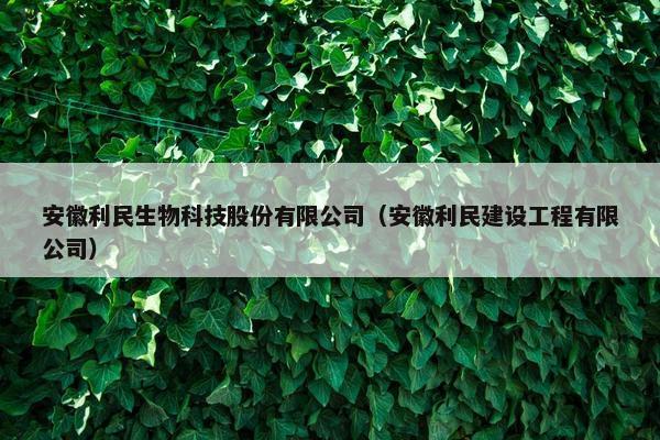 安徽利民生物科技股份有限公司（安徽利民建设工程有限公司）