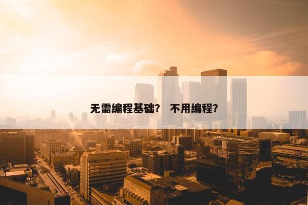 无需编程基础？ 不用编程？