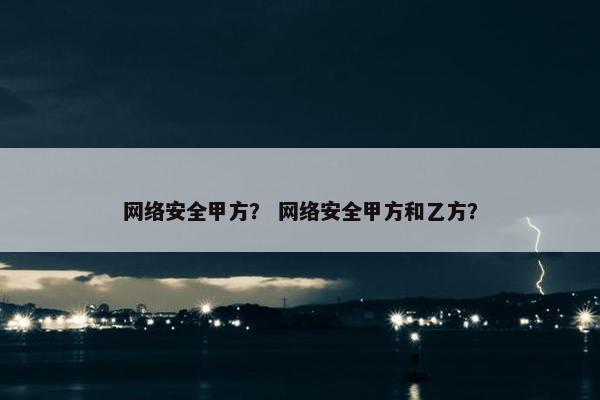 网络安全甲方？ 网络安全甲方和乙方？