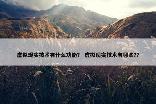 虚拟现实技术有什么功能？ 虚拟现实技术有哪些?？