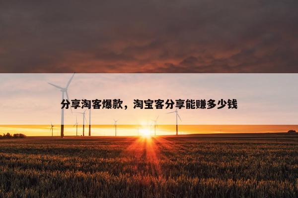 分享淘客爆款，淘宝客分享能赚多少钱
