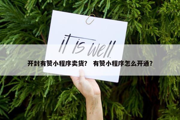 开封有赞小程序卖货？ 有赞小程序怎么开通？