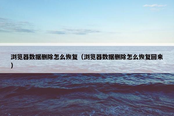 浏览器数据删除怎么恢复（浏览器数据删除怎么恢复回来）