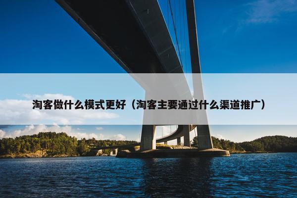 淘客做什么模式更好（淘客主要通过什么渠道推广）