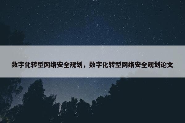 数字化转型网络安全规划，数字化转型网络安全规划论文