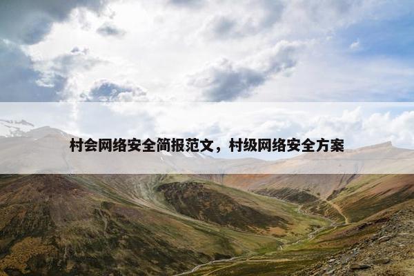 村会网络安全简报范文，村级网络安全方案