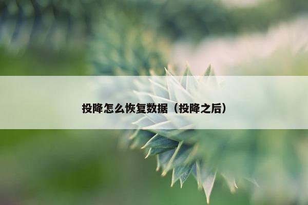 投降怎么恢复数据（投降之后）
