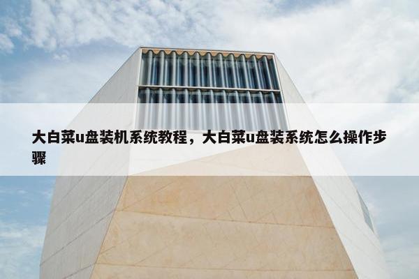 大白菜u盘装机系统教程，大白菜u盘装系统怎么操作步骤