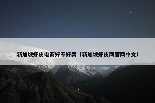 新加坡虾皮电商好不好卖（新加坡虾皮网官网中文）
