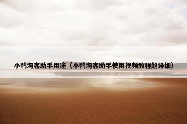 小鸭淘客助手用途（小鸭淘客助手使用视频教程超详细）