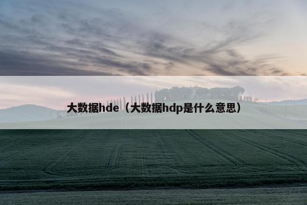 大数据hde（大数据hdp是什么意思）