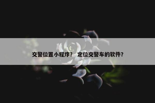 交警位置小程序？ 定位交警车的软件？