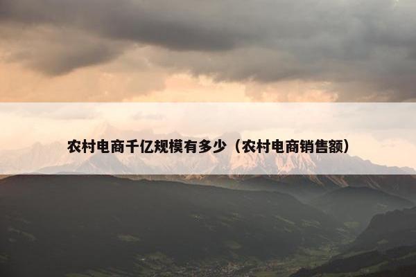 农村电商千亿规模有多少（农村电商销售额）