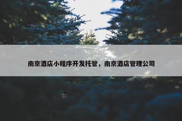 南京酒店小程序开发托管，南京酒店管理公司