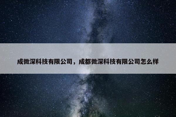成微深科技有限公司，成都微深科技有限公司怎么样