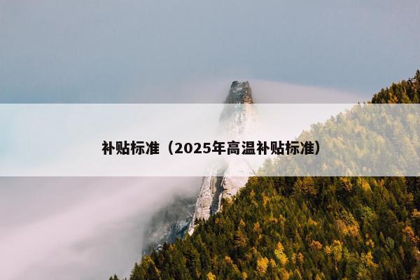 补贴标准（2025年高温补贴标准）