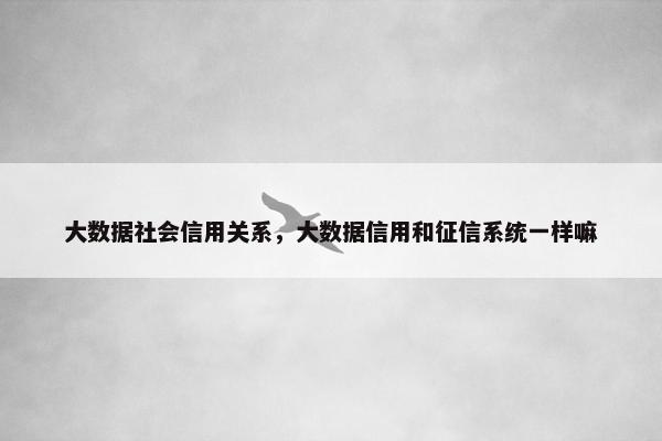 大数据社会信用关系，大数据信用和征信系统一样嘛