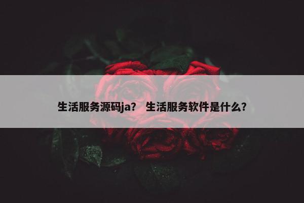 生活服务源码ja？ 生活服务软件是什么？
