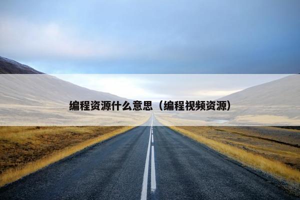 编程资源什么意思（编程视频资源）