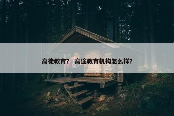 高徒教育？ 高途教育机构怎么样？