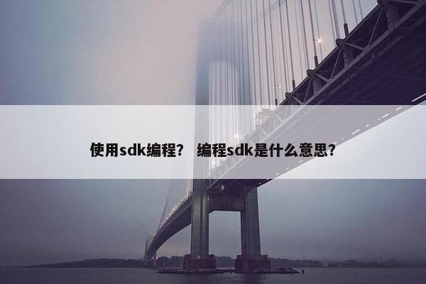使用sdk编程？ 编程sdk是什么意思？