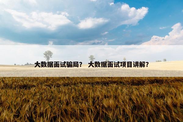 大数据面试骗局？ 大数据面试项目讲解？