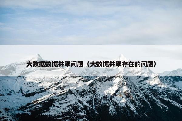 大数据数据共享问题（大数据共享存在的问题）