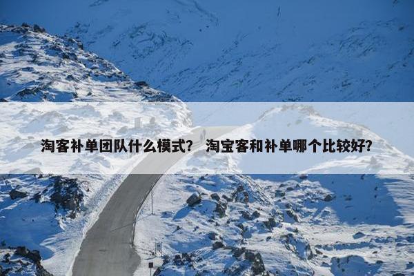 淘客补单团队什么模式？ 淘宝客和补单哪个比较好？
