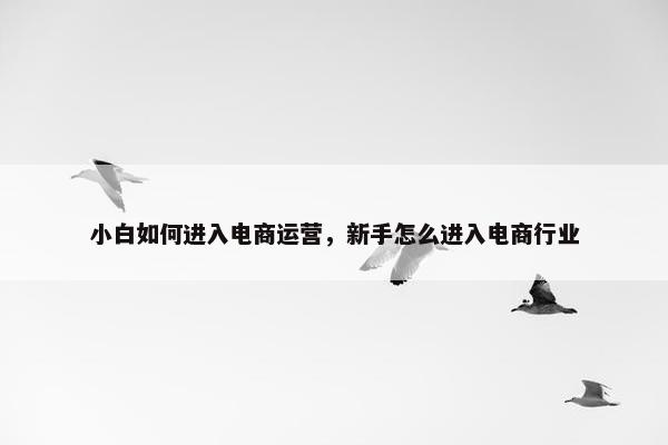 小白如何进入电商运营，新手怎么进入电商行业