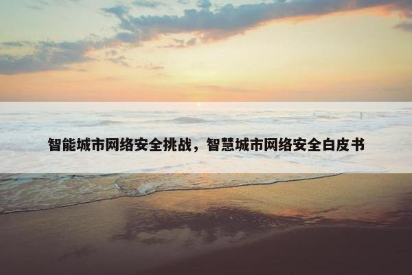 智能城市网络安全挑战，智慧城市网络安全白皮书