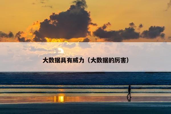 大数据具有威力（大数据的厉害）