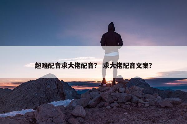 超难配音求大佬配音？ 求大佬配音文案？