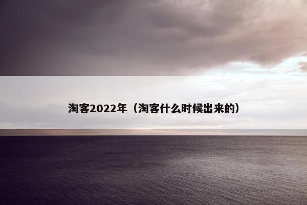 淘客2022年（淘客什么时候出来的）